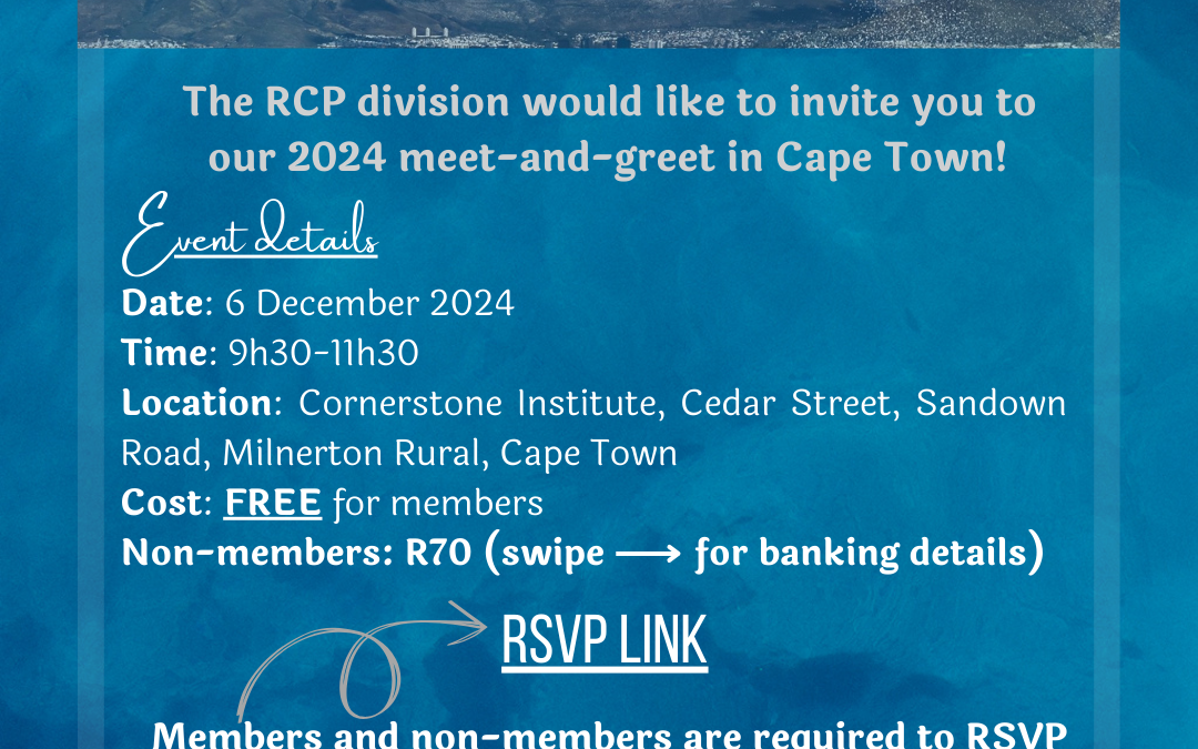 PsySSA Registered Counsellors and Psychometrists (RCP’s) Meet and Greet – Cape Town