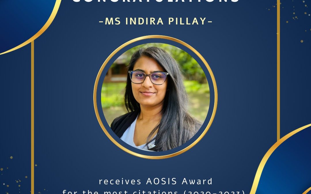 PsySSA Intern, Ms Indira Pillay, wins AOSIS Award